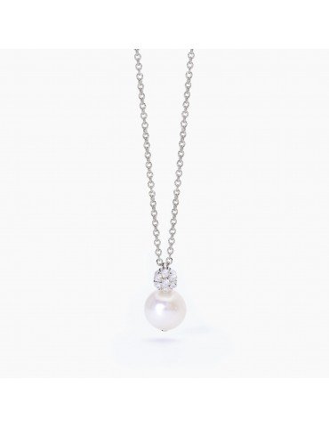 Mabina gioielli | Fior Fiore | Collana in argento 925‰ con perla coltivata e zircone bianco | 553546