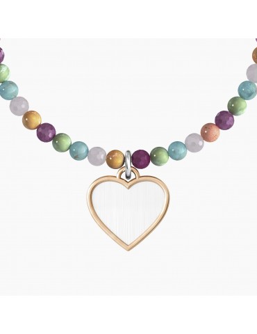 Kidult | Cuore | Amica | Bracciale elastico con pietre multicolor e ciondolo a cuore | 732141