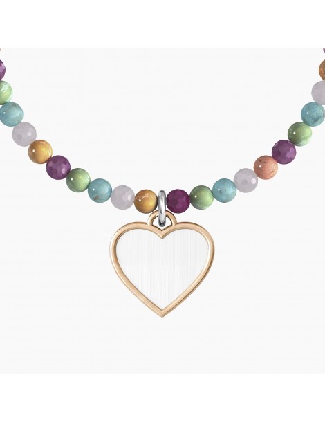 Kidult | Cuore | Amica | Bracciale elastico con pietre multicolor e ciondolo a cuore | 732141