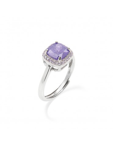 Amen | Icy Diamonds | Anello in argento 925‰ con creek stone viola  e zirconi lavanda | RCRQBVILAZ