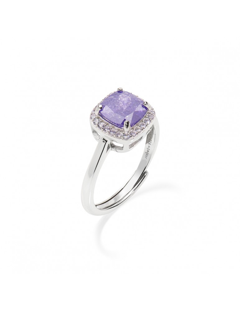 Amen | Icy Diamonds | Anello in argento 925‰ con creek stone viola  e zirconi lavanda | RCRQBVILAZ