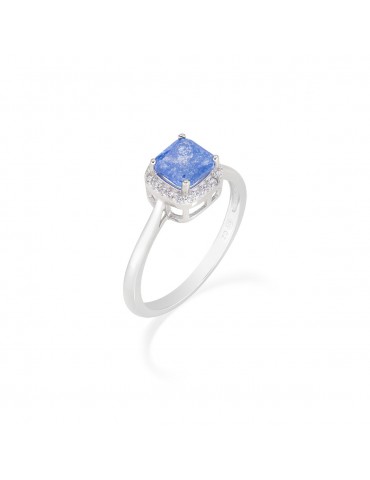 Amen | Icy Diamonds | Anello in argento 925‰ con creek stone blu e zirconi bianchi | RCRQBBLBZ