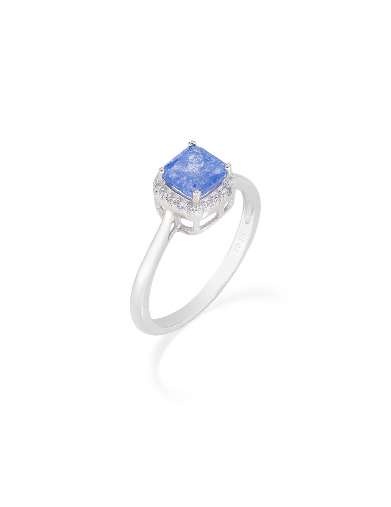 Amen | Icy Diamonds | Anello in argento 925‰ con creek stone blu e zirconi bianchi | RCRQBBLBZ