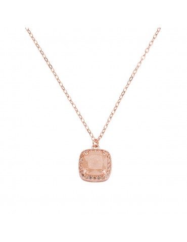 Amen | Icy Diamonds | Collana in argento 925‰ rosato con creek stone e zirconi champagne | CLCRQRCHCHZ