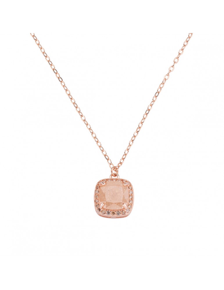 Amen | Icy Diamonds | Collana in argento 925‰ rosato con creek stone e zirconi champagne | CLCRQRCHCHZ