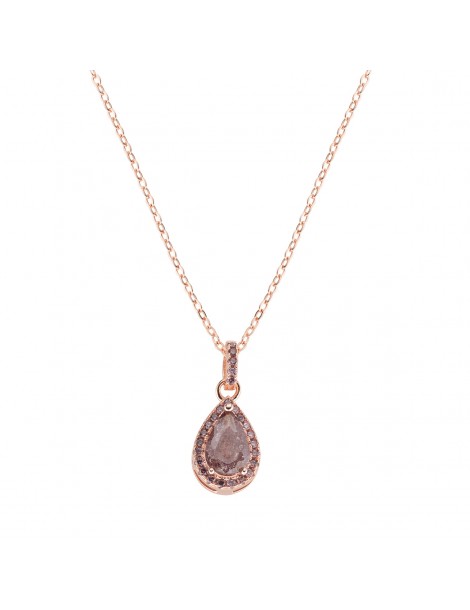 Amen | Icy Diamonds | Collana in argento 925‰ rosato con creek stone e zirconi marroni | CLCRGRBRBRZ