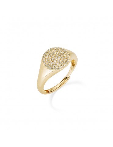 Amen | Diamonds | Anello in argento 925‰ dorato con pavè di zirconi bianchi | RCHGBZ