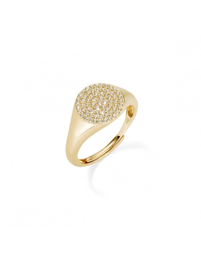 Amen | Diamonds | Anello in argento 925‰ dorato con pavè di zirconi bianchi | RCHGBZ