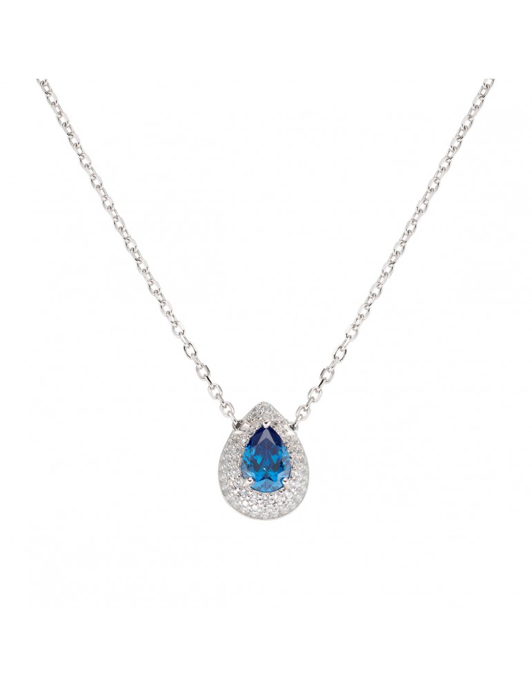 Amen | Diamonds | Collana in argento 925‰ con zircone blu e zirconi bianchi | CLGOBBLBZ