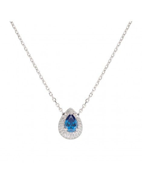 Amen | Diamonds | Collana in argento 925‰ con zircone blu e zirconi bianchi | CLGOBBLBZ