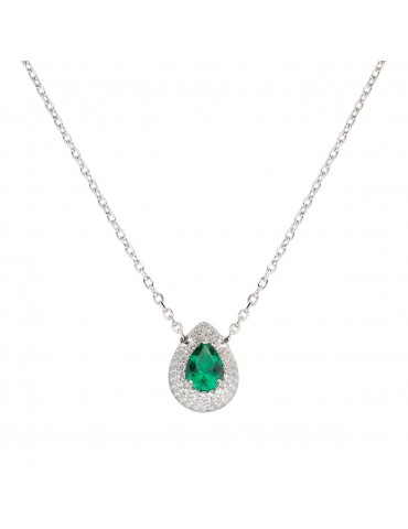 Amen | Diamonds | Collana in argento 925‰ con zircone verde e zirconi bianchi | CLGOBVBZ