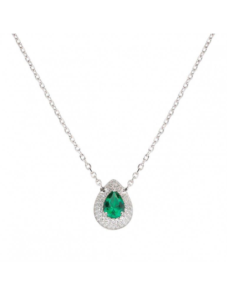 Amen | Diamonds | Collana in argento 925‰ con zircone verde e zirconi bianchi | CLGOBVBZ