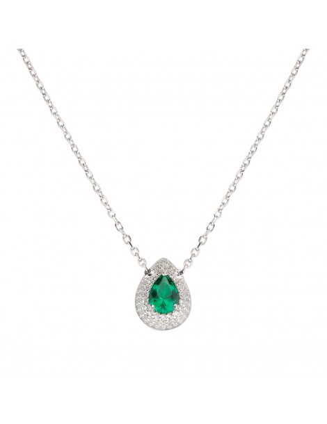 Amen | Diamonds | Collana in argento 925‰ con zircone verde e zirconi bianchi | CLGOBVBZ