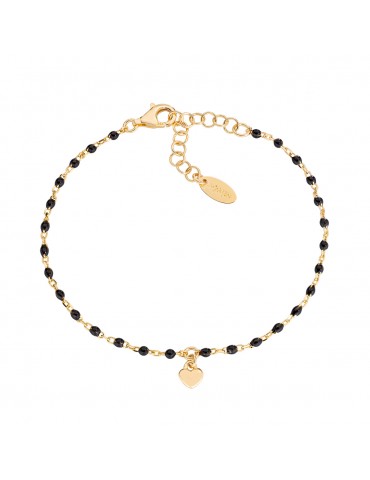 Amen | Ti Amo | Bracciale in argento 925‰ dorato con sfere in smalto nero | BRSMCUGN3