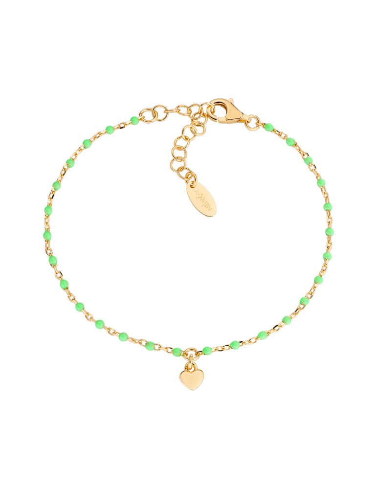 Amen | Ti Amo | Bracciale in argento 925‰ dorato con sfere in smalto verde | BRSMCUGV3