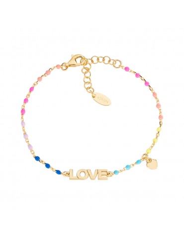 Amen | Ti Amo | Bracciale in argento 925‰ dorato con sfere in smalto multicolor | BRSMLOGM1