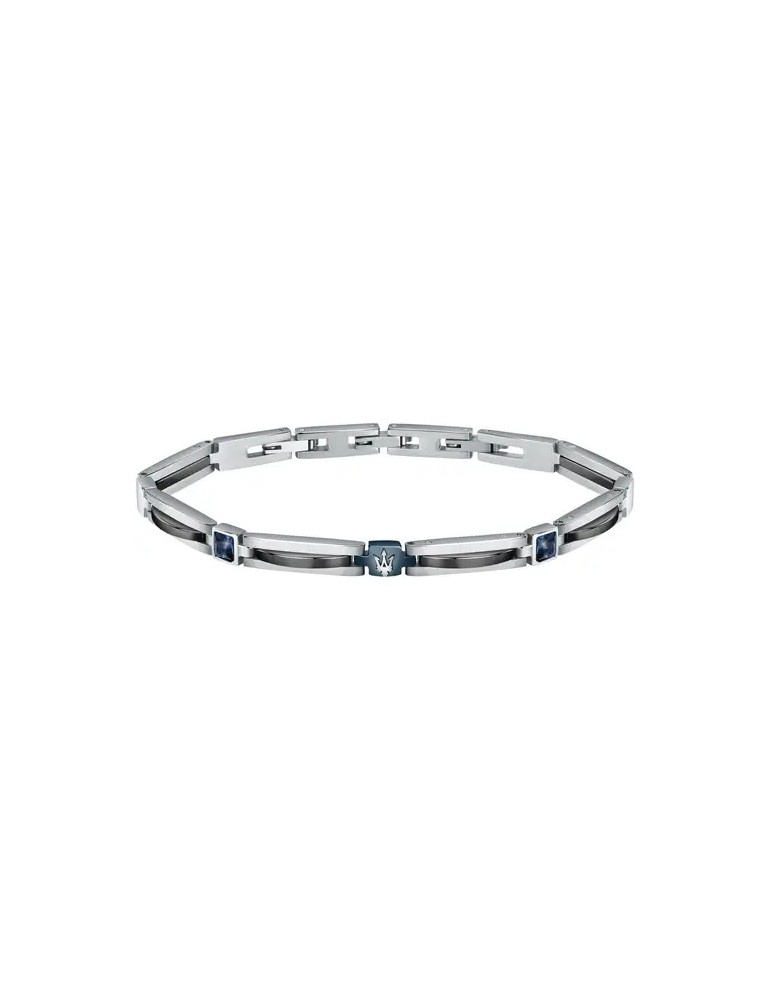 Maserati | Jewels | Bracciale in acciaio con ceramica nera e blu con cristalli blu | JM223ATZ20