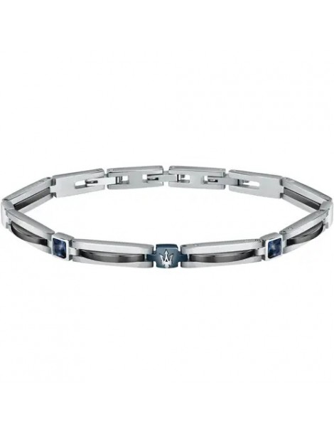 Maserati | Jewels | Bracciale in acciaio con ceramica nera e blu con cristalli blu | JM223ATZ20