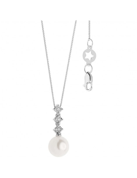 Comete Gioielli | Perle D'Amore | Collana in Oro 750‰ con Diamanti E perle coltivate acqua dolce | GLP 608