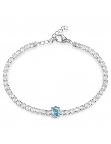 Stroili | Lady Chic | Bracciale tennis in acciaio con cristallo azzurro e cristalli bianchi | 1685842