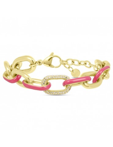 Stroili | Lady Sweet | Bracciale in acciaio PVD dorato con smalto e cristalli bianchi | 1682738