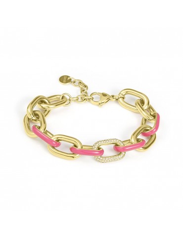 Stroili | Lady Sweet | Bracciale in acciaio PVD dorato con smalto e cristalli bianchi | 1682738