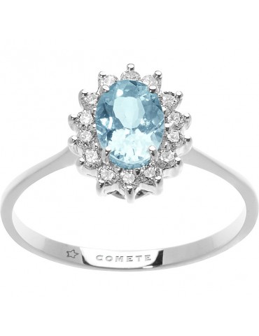 Comete Gioielli | Azzurra prestige |  Anello in Oro 750‰ con Diamanti E Acquamarina prestige | ANQ 315