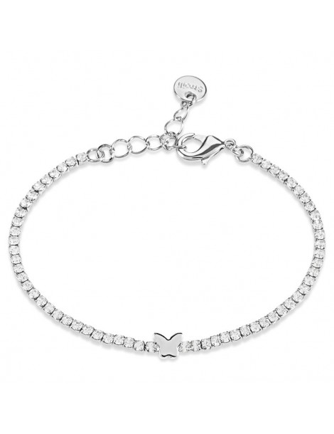 Stroili | Romantic Shine | Bracciale tennis in metallo con farfalla e cristalli bianchi | 1685831