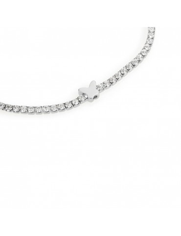 Stroili | Romantic Shine | Bracciale tennis in metallo con farfalla e cristalli bianchi | 1685831