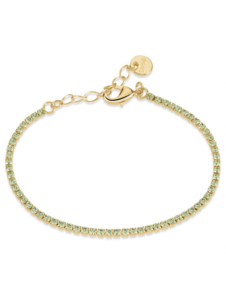 Stroili | Romantic Shine | Bracciale tennis in metallo con cristalli verdi| 1685829