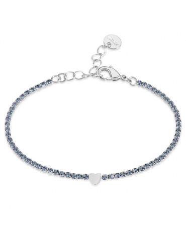 Stroili | Romantic Shine | Bracciale tennis in metallo con cuore e cristalli azzurri | 1685832