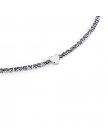 Stroili | Romantic Shine | Bracciale tennis in metallo con cuore e cristalli azzurri | 1685832