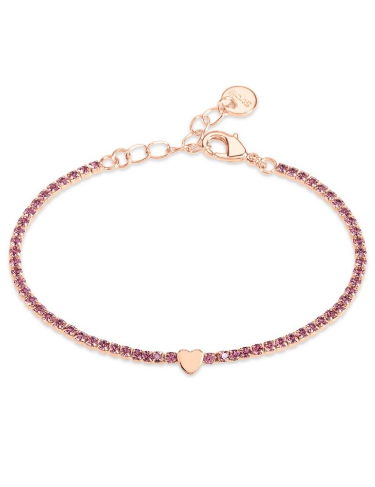 Stroili | Romantic Shine | Bracciale tennis in metallo con cuore e cristalli fucsia | 1685833