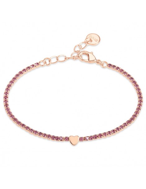 Stroili | Romantic Shine | Bracciale tennis in metallo con cuore e cristalli fucsia | 1685833