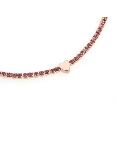 Stroili | Romantic Shine | Bracciale tennis in metallo con cuore e cristalli fucsia | 1685833