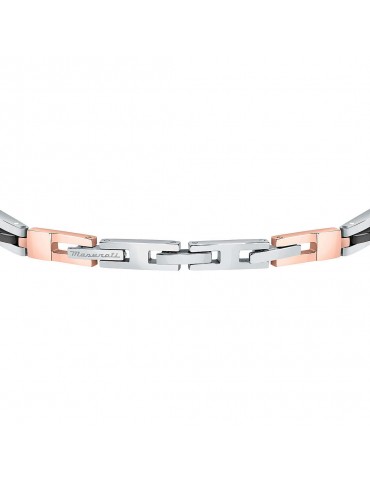 Maserati | Jewels | Bracciale in acciaio PVD rosa con ceramica nera e cristalli neri | JM223ATZ19