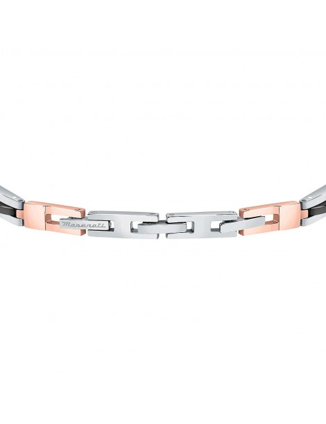 Maserati | Jewels | Bracciale in acciaio PVD rosa con ceramica nera e cristalli neri | JM223ATZ19