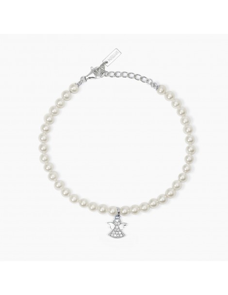 Mabina gioielli | My Angel | Bracciale con perle coltivate e ciondolo in argento 925‰ con zirconi bianchi | 533737