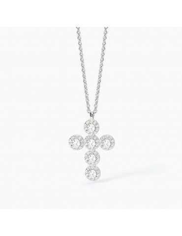 Mabina gioielli | Milanesienne | Collana in argento 925‰ con croce in zirconi bianchi | 553655