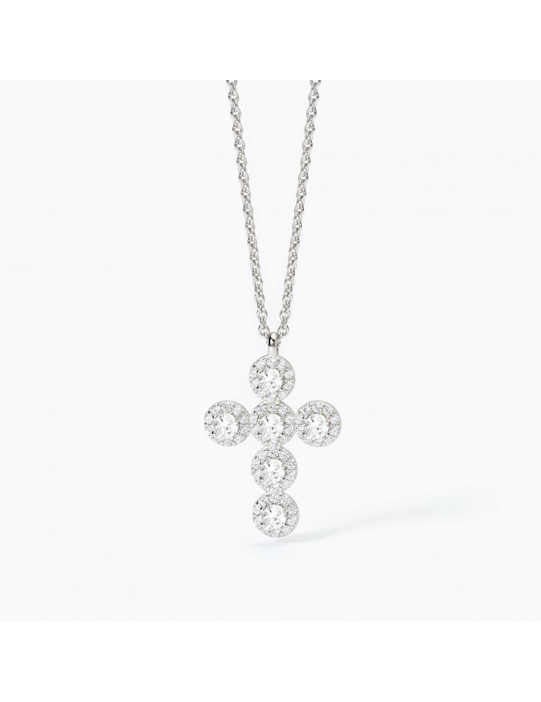 Mabina gioielli | Milanesienne | Collana in argento 925‰ con croce in zirconi bianchi | 553655