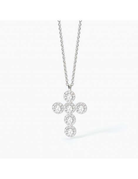 Mabina gioielli | Milanesienne | Collana in argento 925‰ con croce in zirconi bianchi | 553655