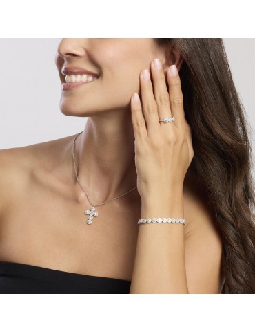 Mabina gioielli | Milanesienne | Collana in argento 925‰ con croce in zirconi bianchi | 553655