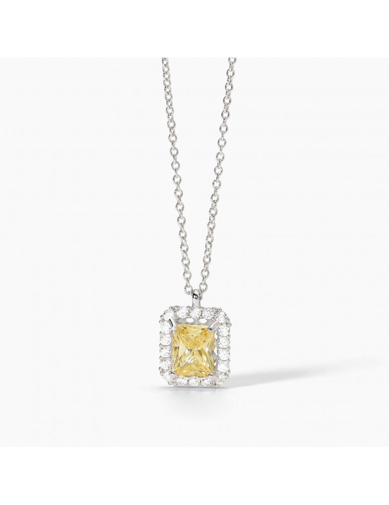 Mabina gioielli | Desiderio Infinito | Collana in argento 925‰ con zirconi bianchi e zircone giallo | 553653