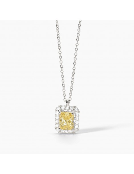 Mabina gioielli | Desiderio Infinito | Collana in argento 925‰ con zirconi bianchi e zircone giallo | 553653