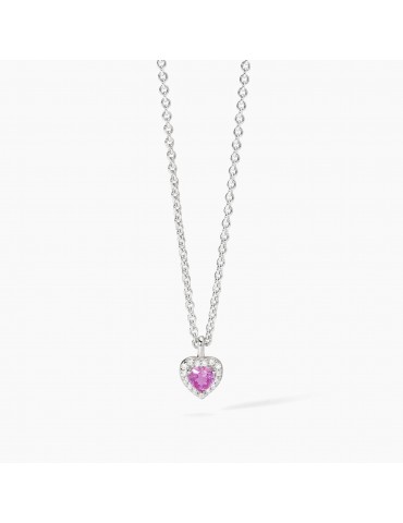 Mabina gioielli | Love Affair| Collana in argento 925‰ con cuore in zirconi bianchi e tormalina sintetica | 553668