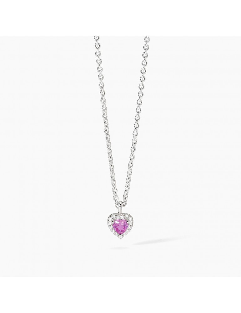 Mabina gioielli | Love Affair| Collana in argento 925‰ con cuore in zirconi bianchi e tormalina sintetica | 553668