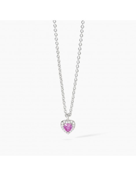 Mabina gioielli | Love Affair| Collana in argento 925‰ con cuore in zirconi bianchi e tormalina sintetica | 553668