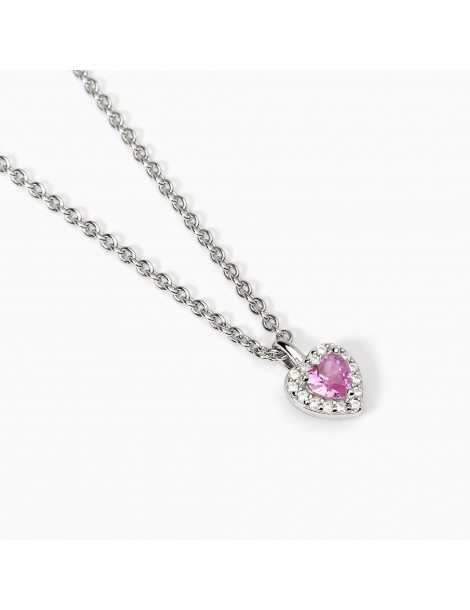 Mabina gioielli | Love Affair| Collana in argento 925‰ con cuore in zirconi bianchi e tormalina sintetica | 553668