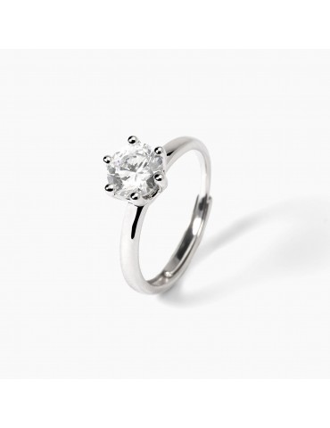 Mabina gioielli | Solitaire | Anello in argento 925‰ con zircone bianco | 523395