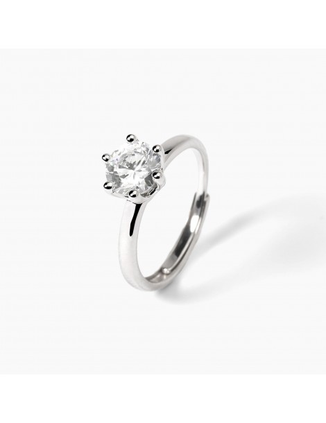 Mabina gioielli | Solitaire | Anello in argento 925‰ con zircone bianco | 523395